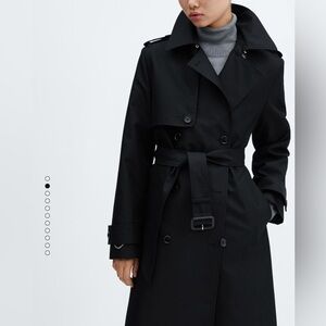 Waterproof double breasted trench coat in black